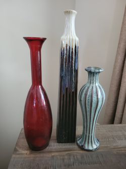 3 Tall Decorative Vases