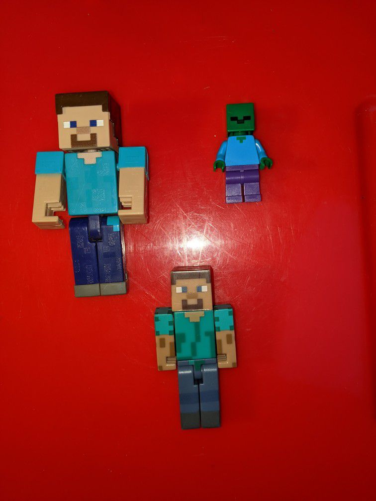 Minecraft Action figures lot Lego Zombie Microfigure Jazwares Steve Mojang Steve