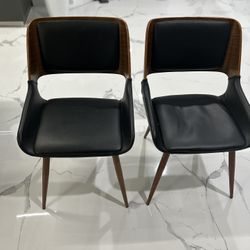 Set Of 4 Mid-Century Modern Fabric Side Chair