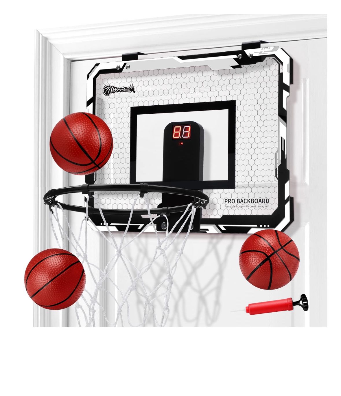 Ayieyill Basketball Hoop Indoor for Kids 15.7" X 11.8" - Automatic Scoring Basketball Hoop Mini Basketball Hoop for Door with 3 Balls，Basketball Toy f