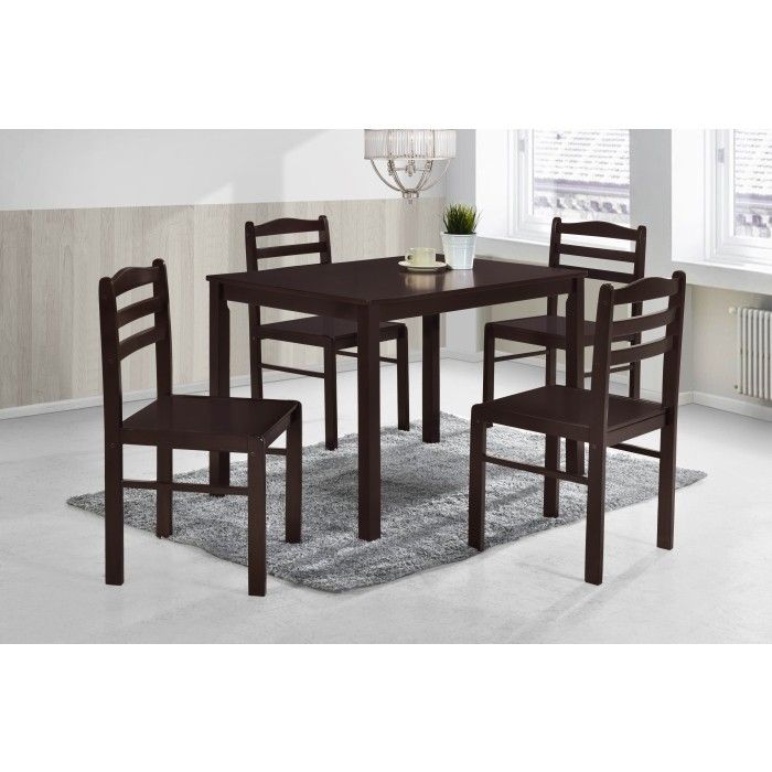 Brand New Brown Dining Table (43×27×30H) + 4 Chairs