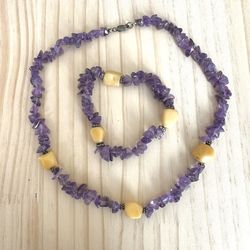 Amethyst & Resin Nugget 2-Piece Jewelry Set - Sterling Silver Accents