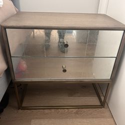 2 Silver And Wood Nightstands 