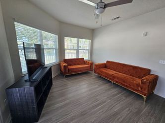Orange Suede Sofa