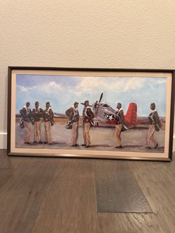 Framed Vintage Aviation Print – WWII Fighter Pilots & Aircraft