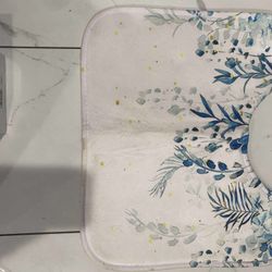 U-Shaped Floral Non Slip Rugs Absorbent Floor Carpet Bath Mat Sink Toilet