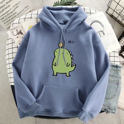 Oversized Blue Dino Hoodie 
