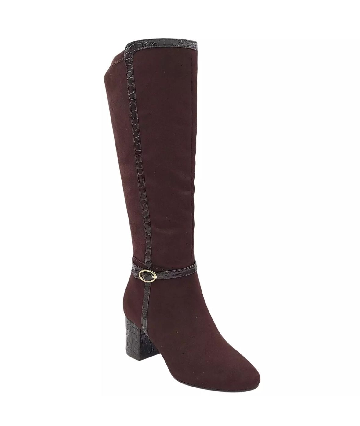 Karen Scott Women Isalee Block Heel Riding Boots Microsuede