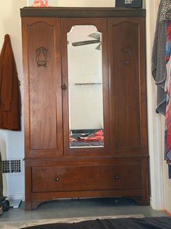Antique 3-Piece Knock-Down Armoire / Wardrobe with Mirror (c. 1900)