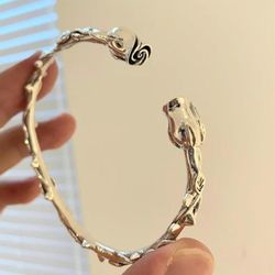 925 Sterling Silver Women's Cuff Bracelet Band Gift