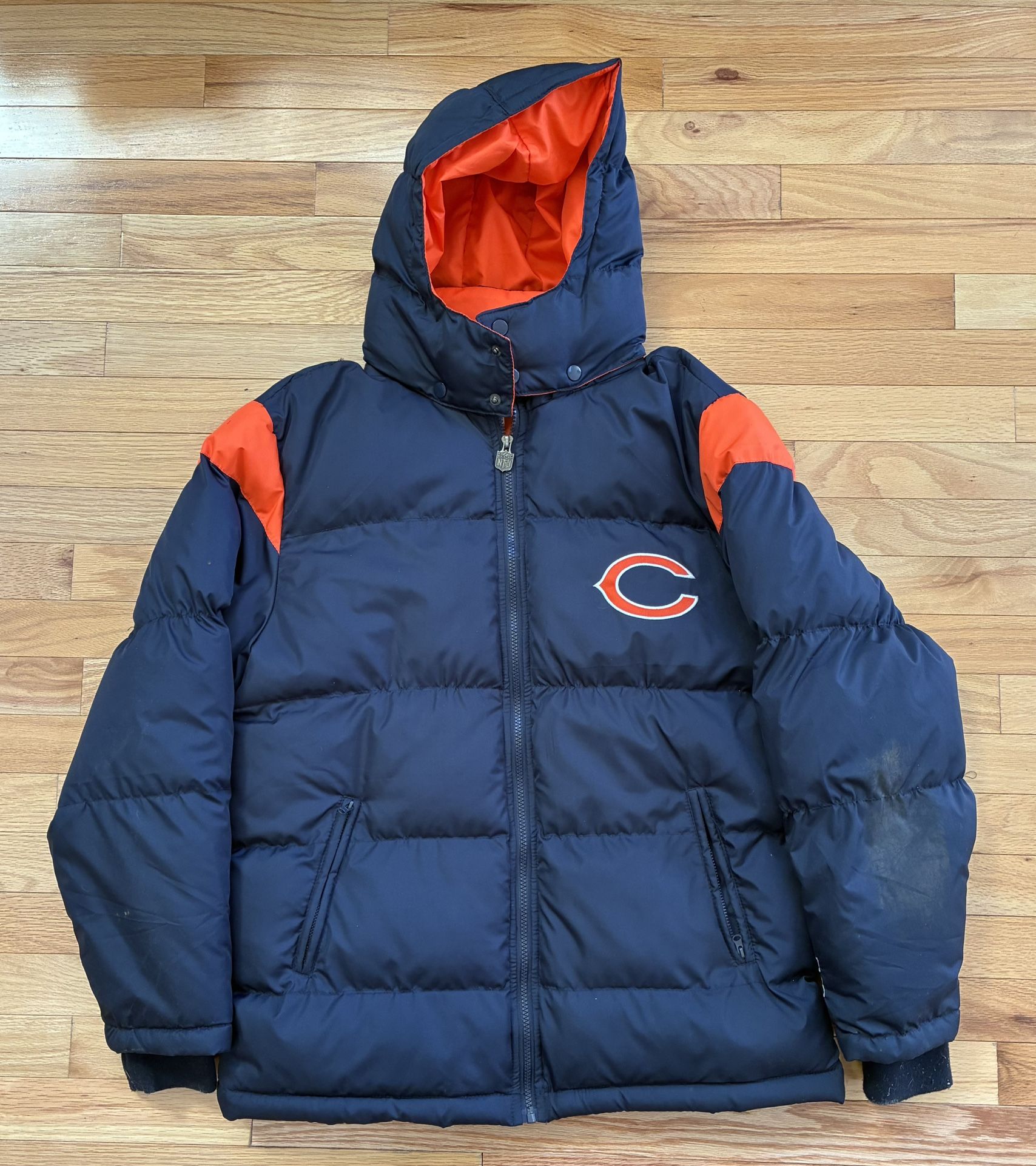 Chicago Bears Puffer Jacket NFL Pro Line Removal Hood Coat Men’s Size L 