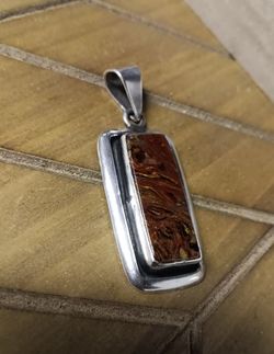 Vintage Charles Albert Pietersite Fine Sterling Silver Pendant