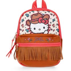 Hello Kitty Cowgirl 9” Mini Fringe Backpack 