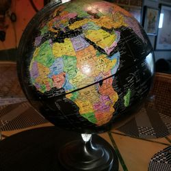 Vintage Replogle 12 Inch Starlight Globe Black Ocean Chrome Base