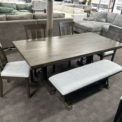 Brown Solid Wood Table Set 