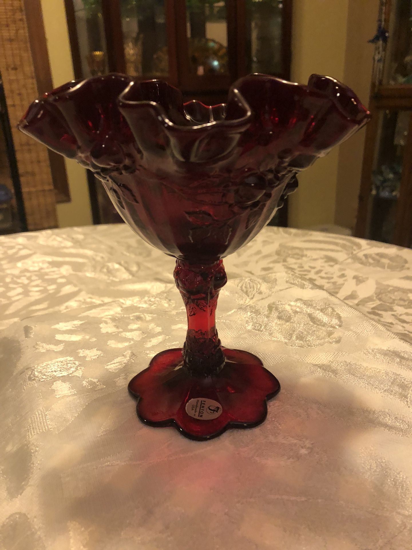Vintage Fenton Ruby Red Glass Compote