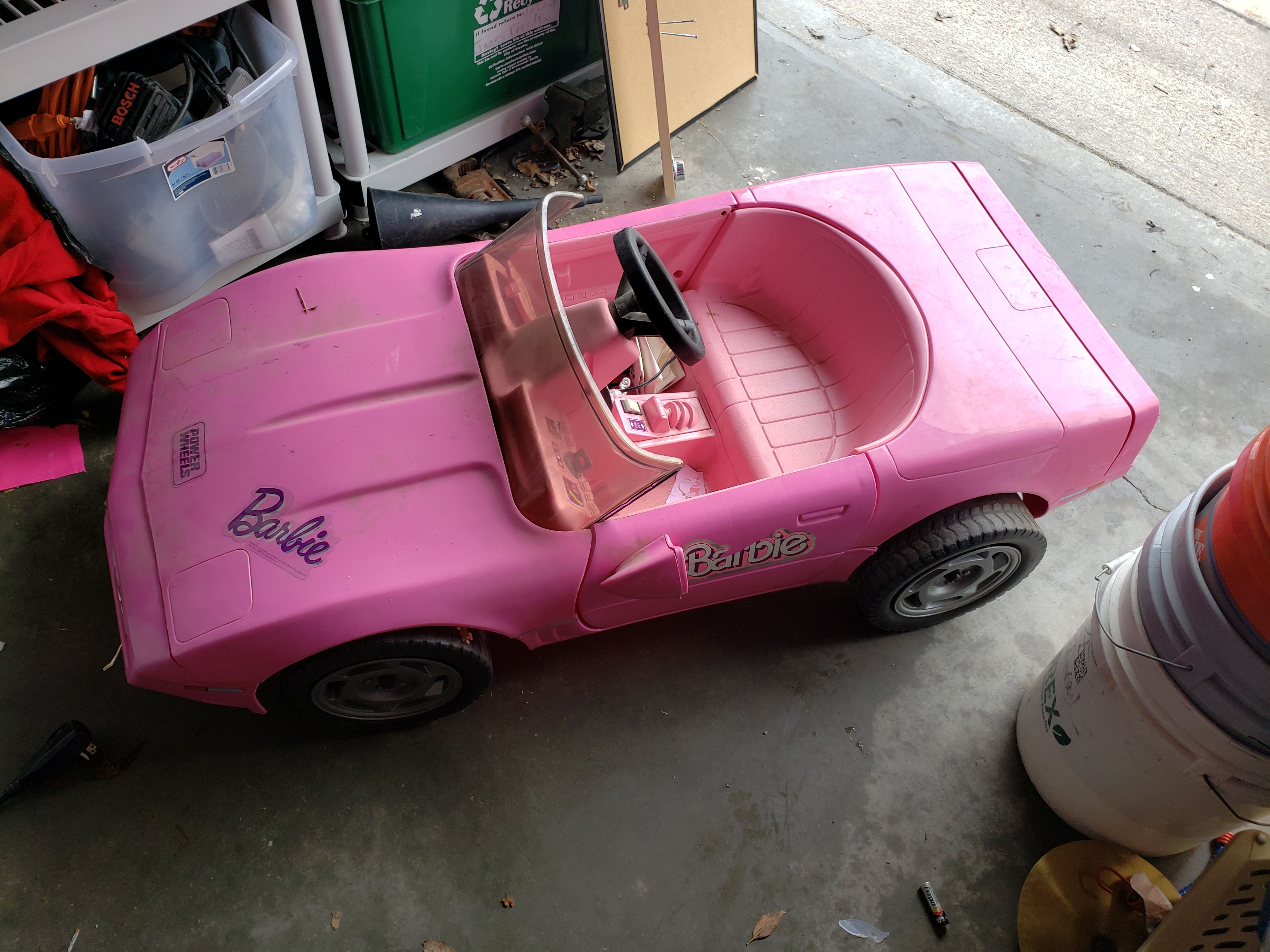 BARBIE PINK CORVETTE POWER WHEELS RIDE ON ORIGINAL FROM 1990 6