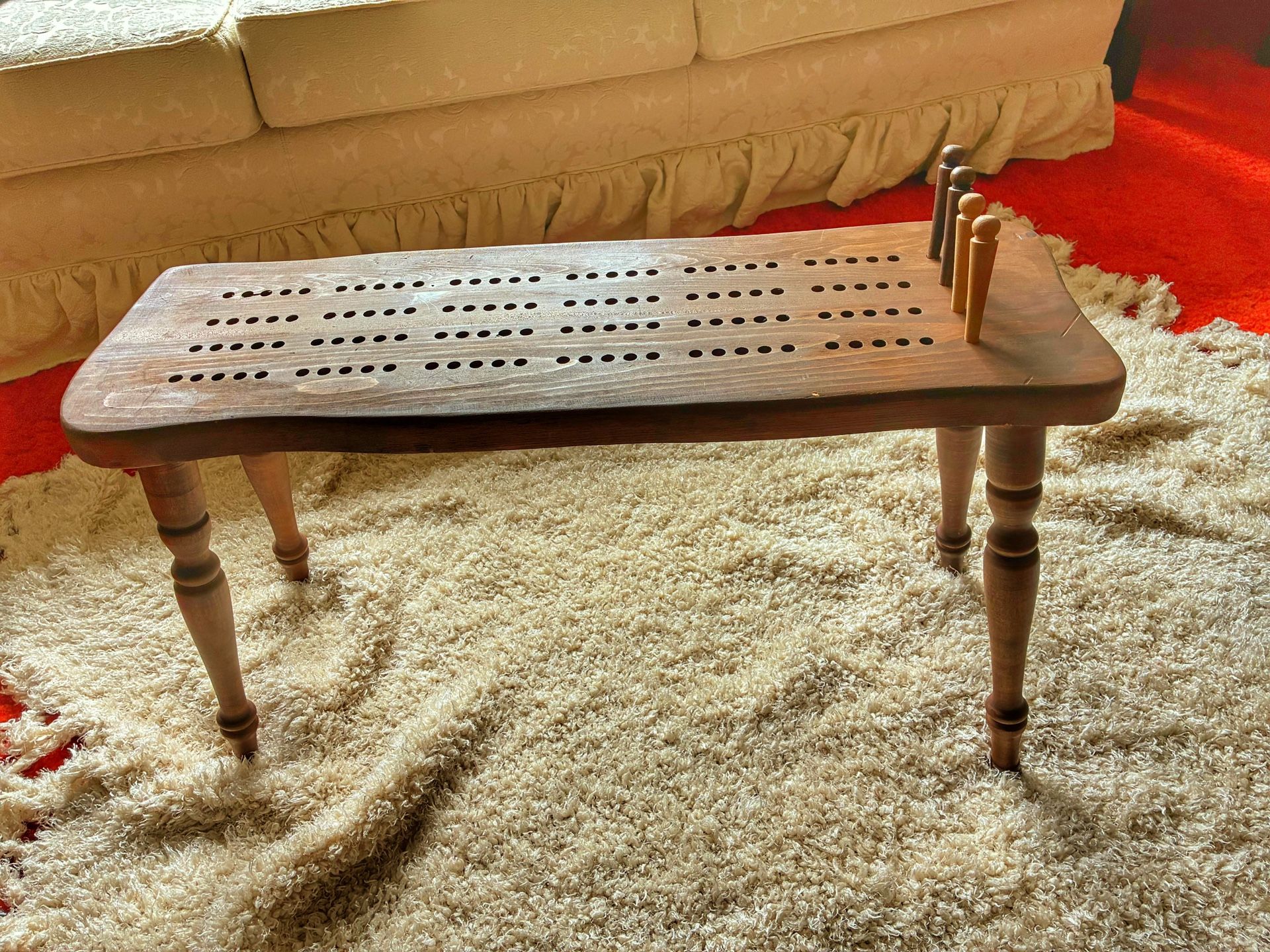 Antique Wood Cribbage Board Game