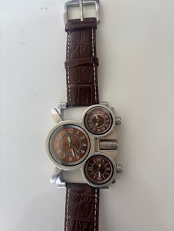 Men's Multi-Dial Quartz Watch Brown Leather