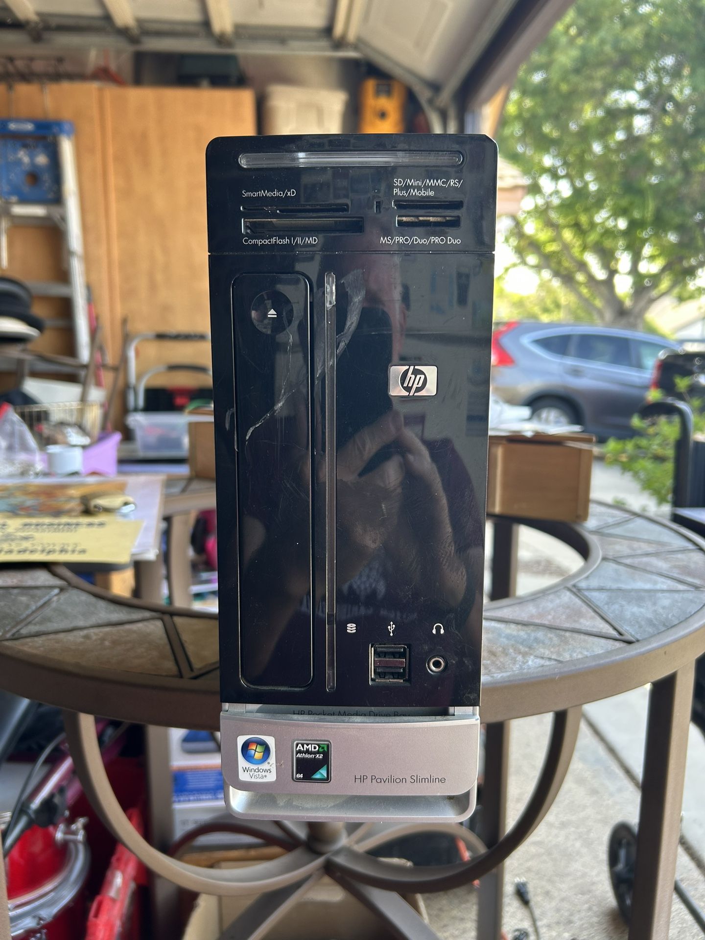 HP Pavilion Slimline Desktop Computer And Samsung Monitor