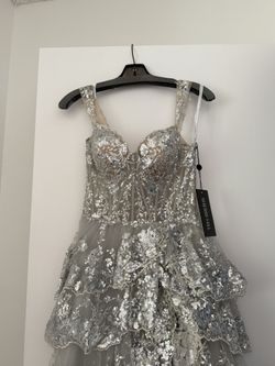 Sherri Hill Silver Sequin Dress #55500