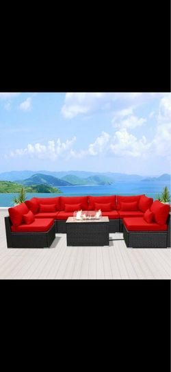Brand New Outdoor Patio Furniture Set With Propane Fire Pit Table