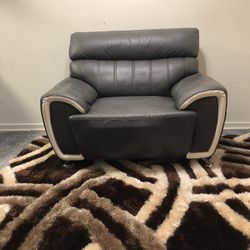 Grey Leather Large Single Seater