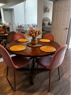 Medium Dark Wooden Circle Dining table only