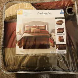 Mainstays 7 Piece Full/Queen Comforter Set (Brand New) No Holds Firm Price 