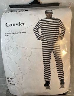 Convict jailbird prisoner, Halloween costume men’s XXL