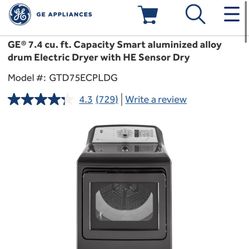 GE 7.4 Cubic Feet Smart Dryer (Bremerton, Wa)