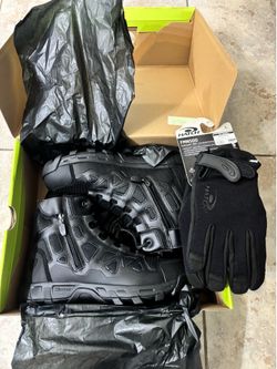 New Blauer police emt sz 10 boots and needle stick resistant Hatch gloves L