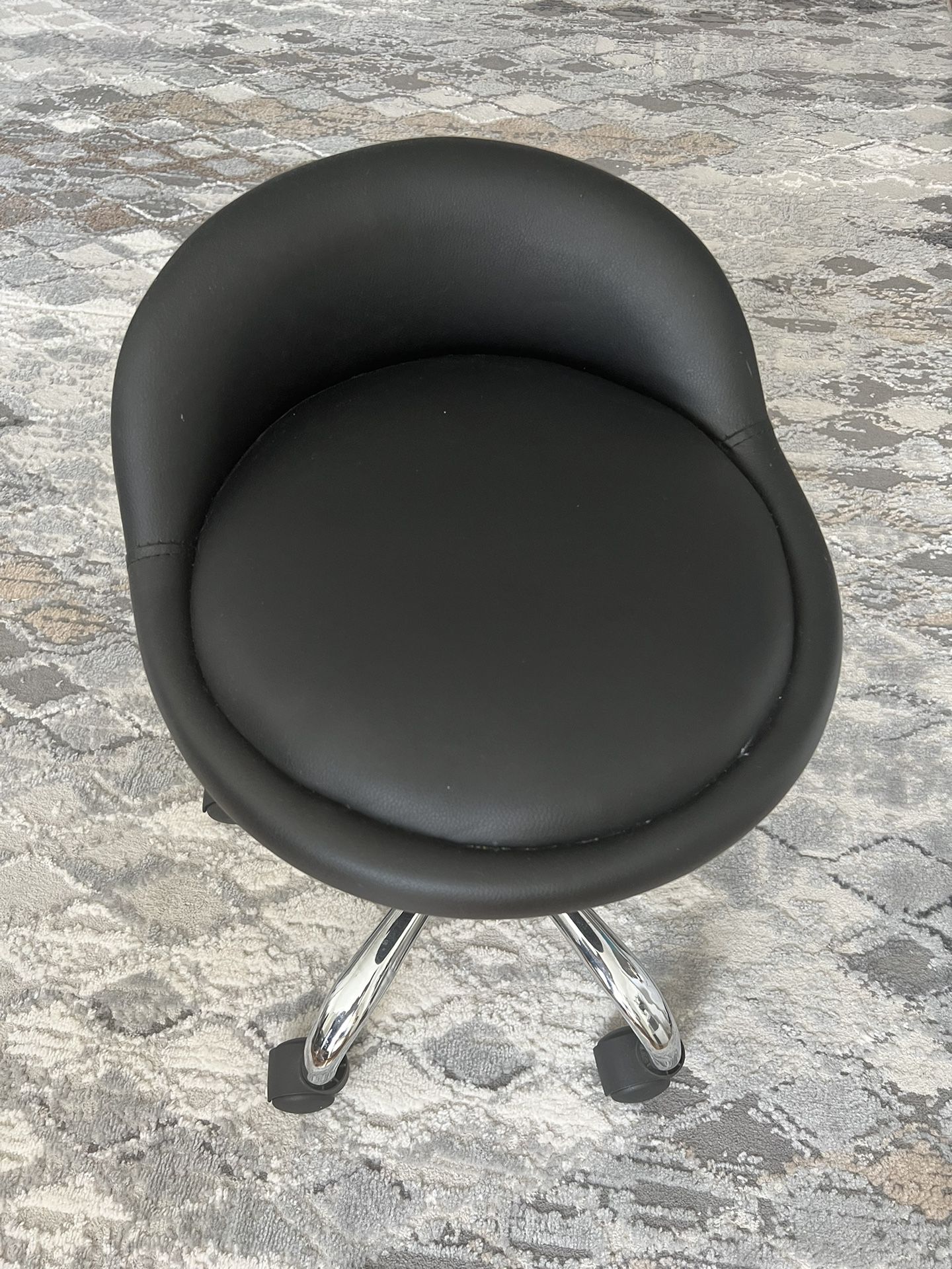 Adjustable Height Hydraulic Rolling Swivel Salon Stool Chair  with Backrest Wheels, Black