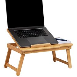 Mind Reader Lap Desk, Laptop Stand with Folding Legs for Bed Dorm Room and Home Office, Rayon From Bamboo, Brown