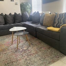 Moving Sale-Grey Suede Sectional