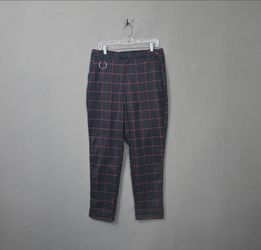 Hot Topic Plaid Punk Pants Womens XL Red Black O Ring Alt Goth