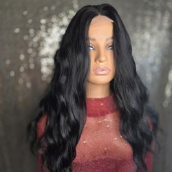 18" Black Synthetic Hair Wig New  Wavy 