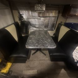 FOR SALE: Retro Black-and-White Diner Booth Table + Booths