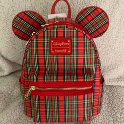 Mickey Mouse Red Plaid Loungefly Backpack -DisneyPark Exclusive 
