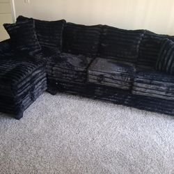 Mostar Black Corduroy Sectional Couch W Chaise 🌟 Right/Left Mention Jon Green to the staff to confirm this price/offer! 🔥