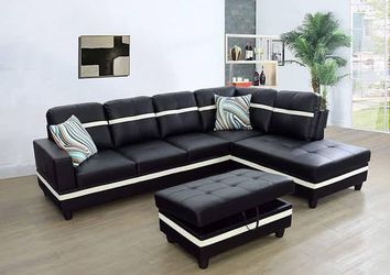 BRAND NEW 3 PIECES SECTIONAL COUCH WITH OTTOMAN IN ORIGINAL BOX