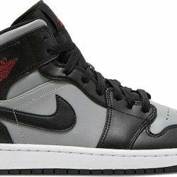 Nike Air Jordan 1 Mid 'Shadow' Red Black Particle Grey Men's Size 10.5