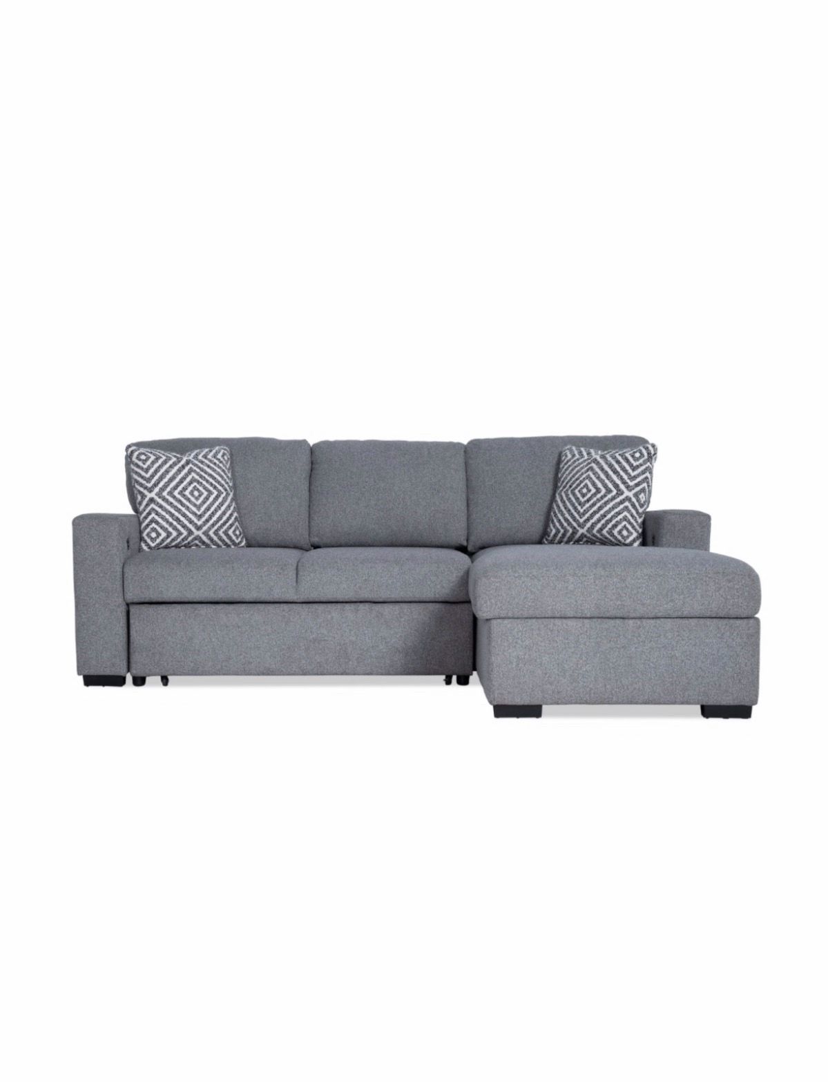 Playday Gray 93' 2 Piece Right Arm Facing Pop Up Sleeper Chase Sectional with USB & USB-C ports
