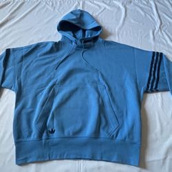 Men Adidas Hoodie Pullover Long Sleeve Top Sweatshirt Tee Shirt Stripes Blue L