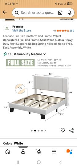 White velvet bedframe full