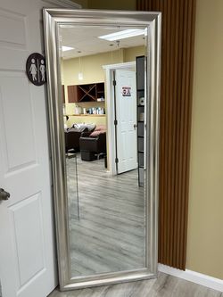 Large Full-Length Floor Mirror Silver Frame