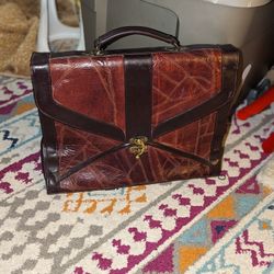 M.C. Leather Burgundy Laptop Briefcase With Optional Strap