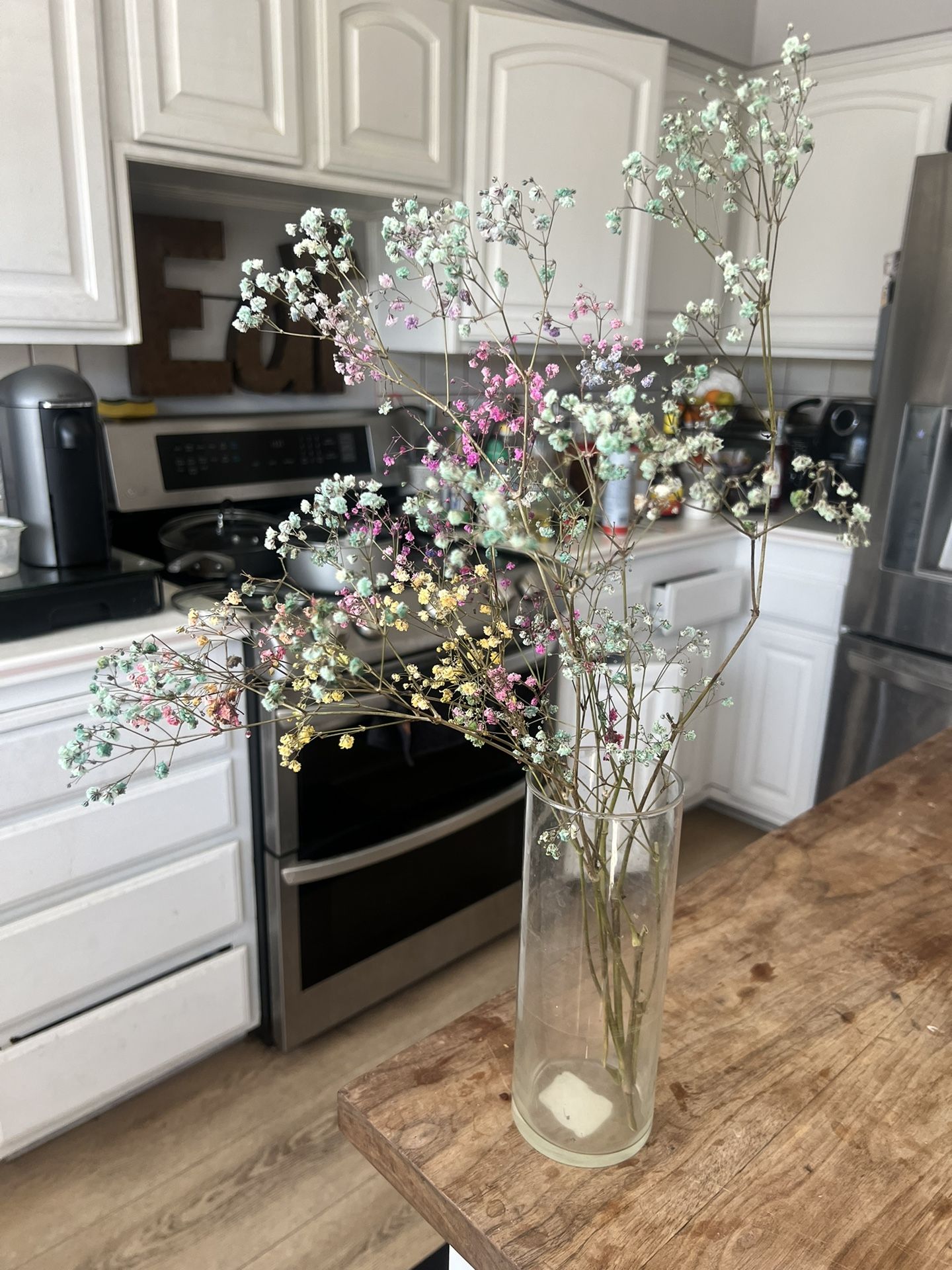 Dried Flowers with Glass Vase