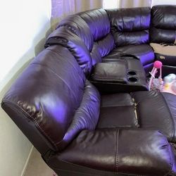 Brown Sectional Reclining Pleather Couches