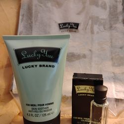 Vintage LUCKY YOU Mens Skin Soother,Cologne & Lucky You Toiletry Bag